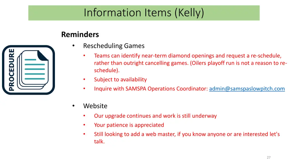 information items kelly 5