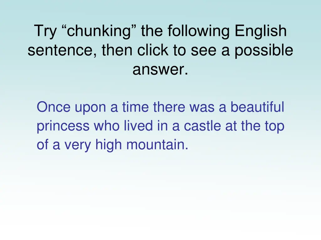 try chunking the following english sentence then