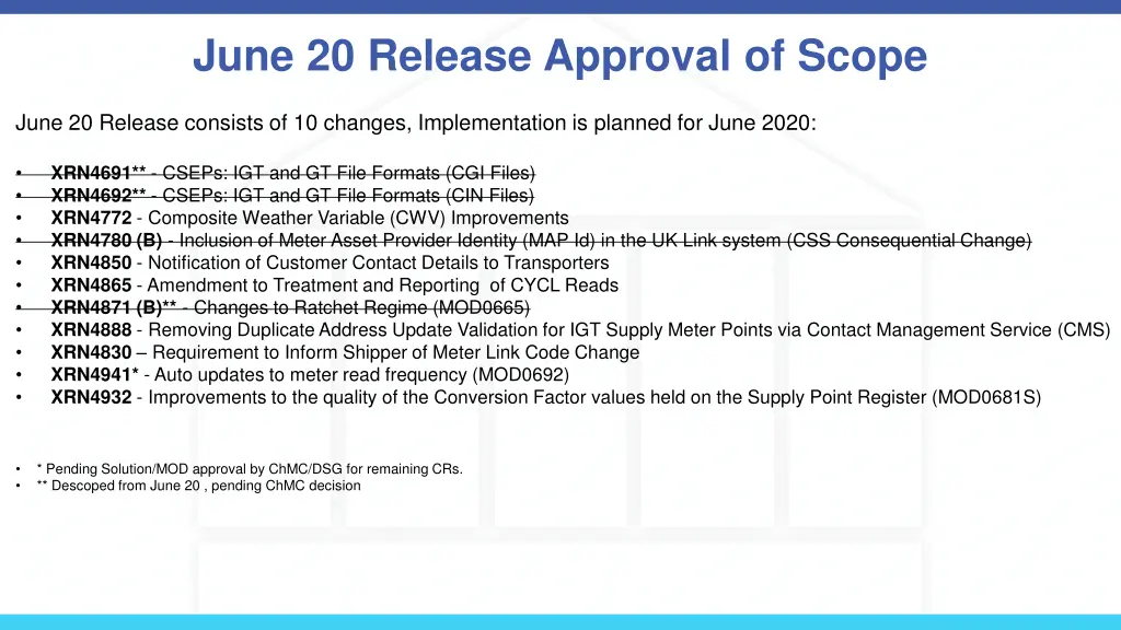 june 20 release approval of scope