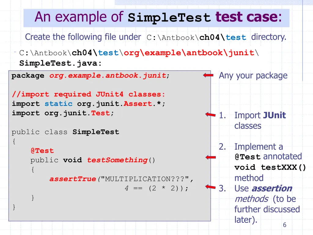 an example of simpletest test case