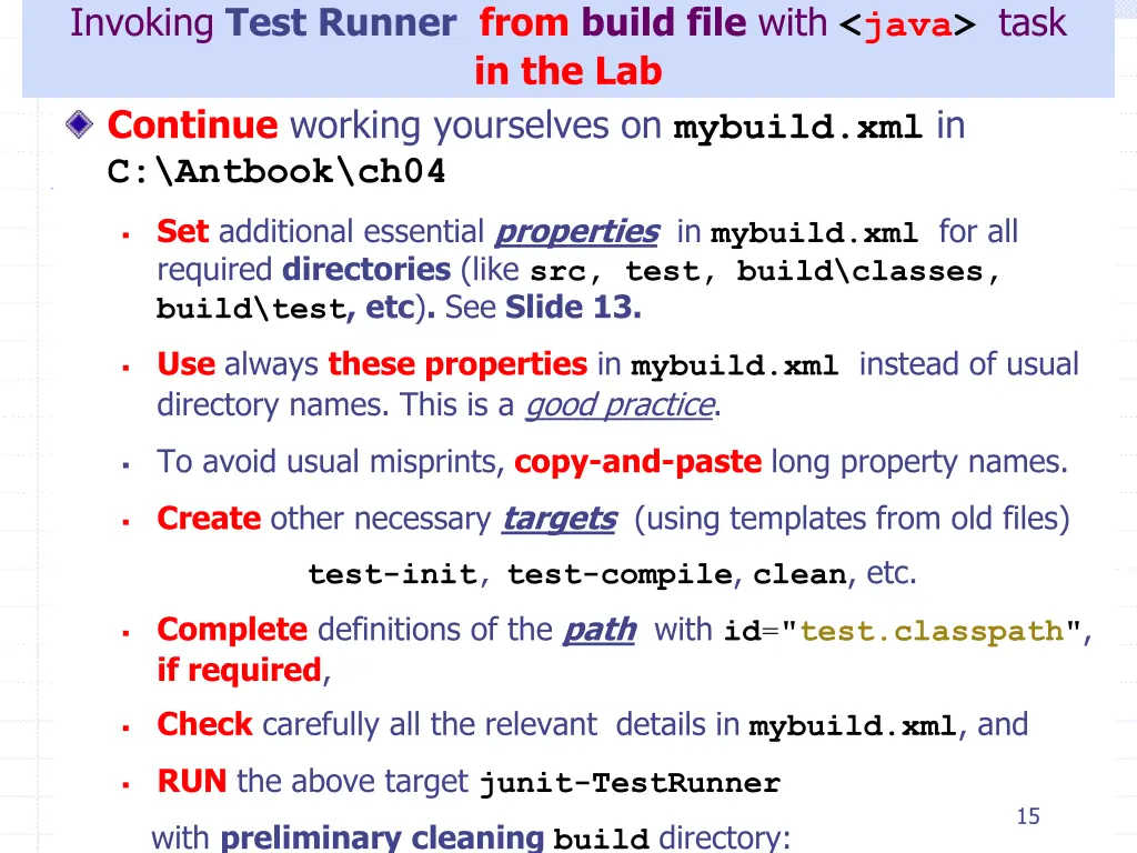 invoking test runner from build file with java 1
