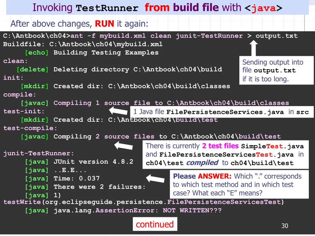 invoking testrunner from build file with java 1