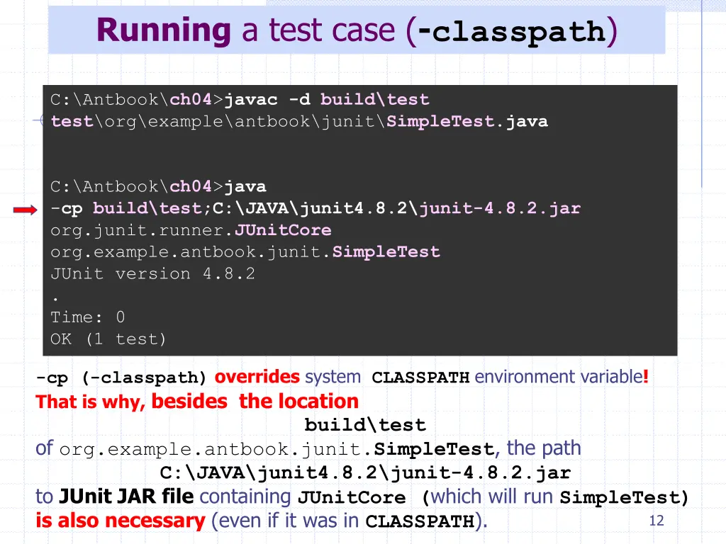 running a test case classpath
