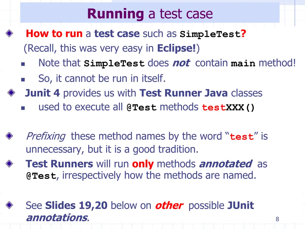 running a test case