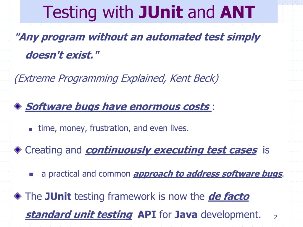 testing with junit and ant