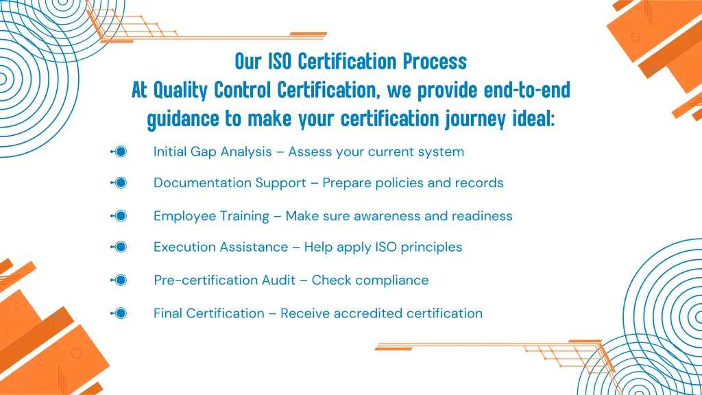 our iso certification process at quality control
