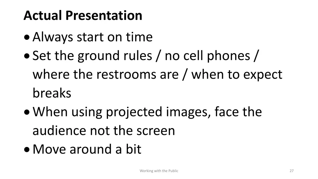 actual presentation always start on time