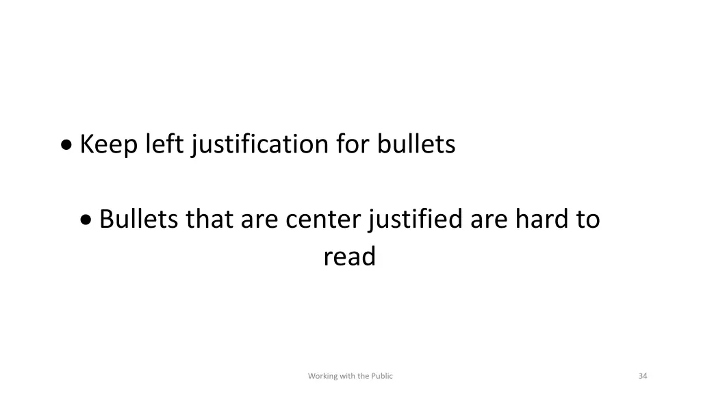keep left justification for bullets