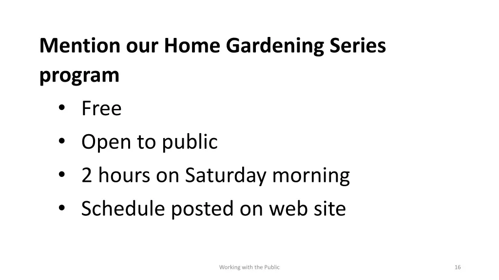 mention our home gardening series program free