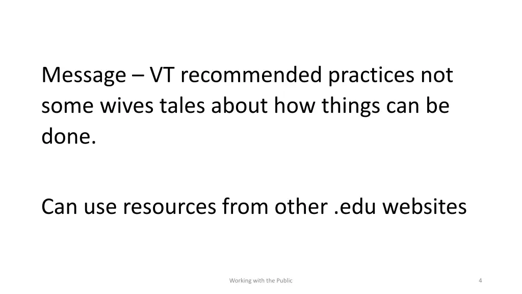 message vt recommended practices not some wives