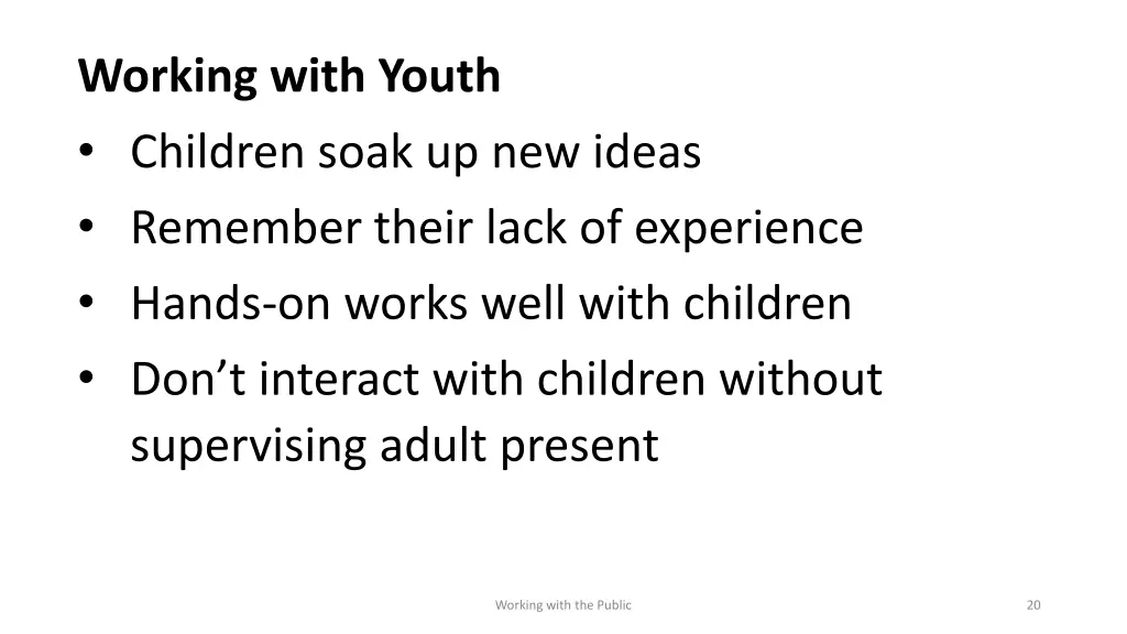 working with youth children soak up new ideas
