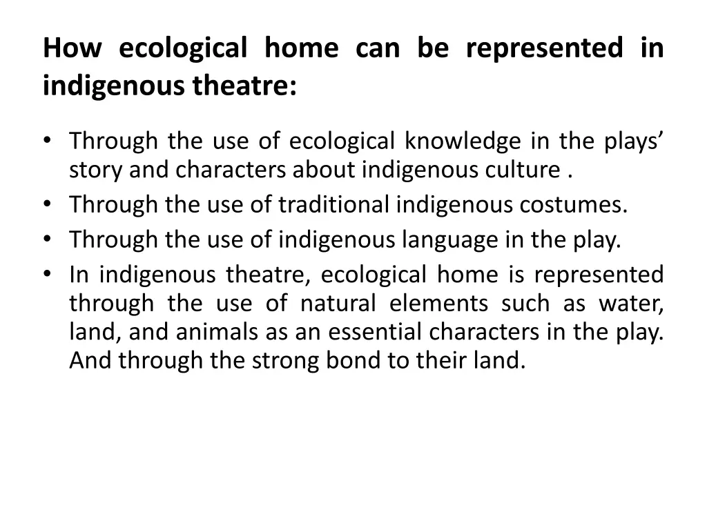 how ecological home can be represented