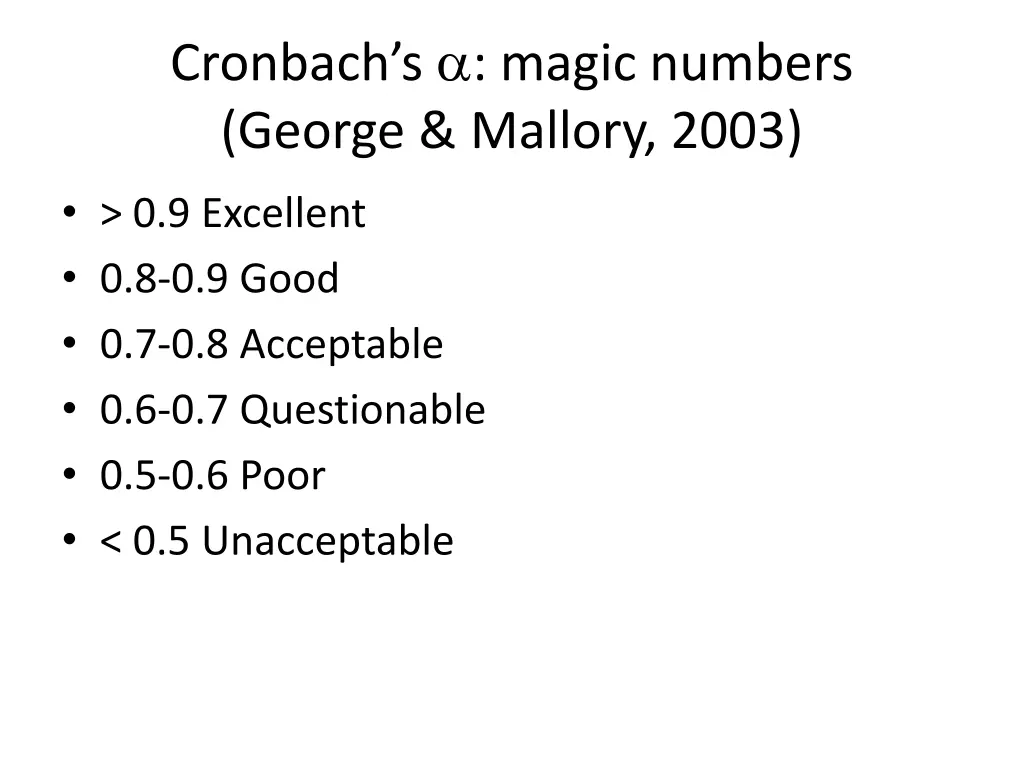cronbach s magic numbers george mallory 2003