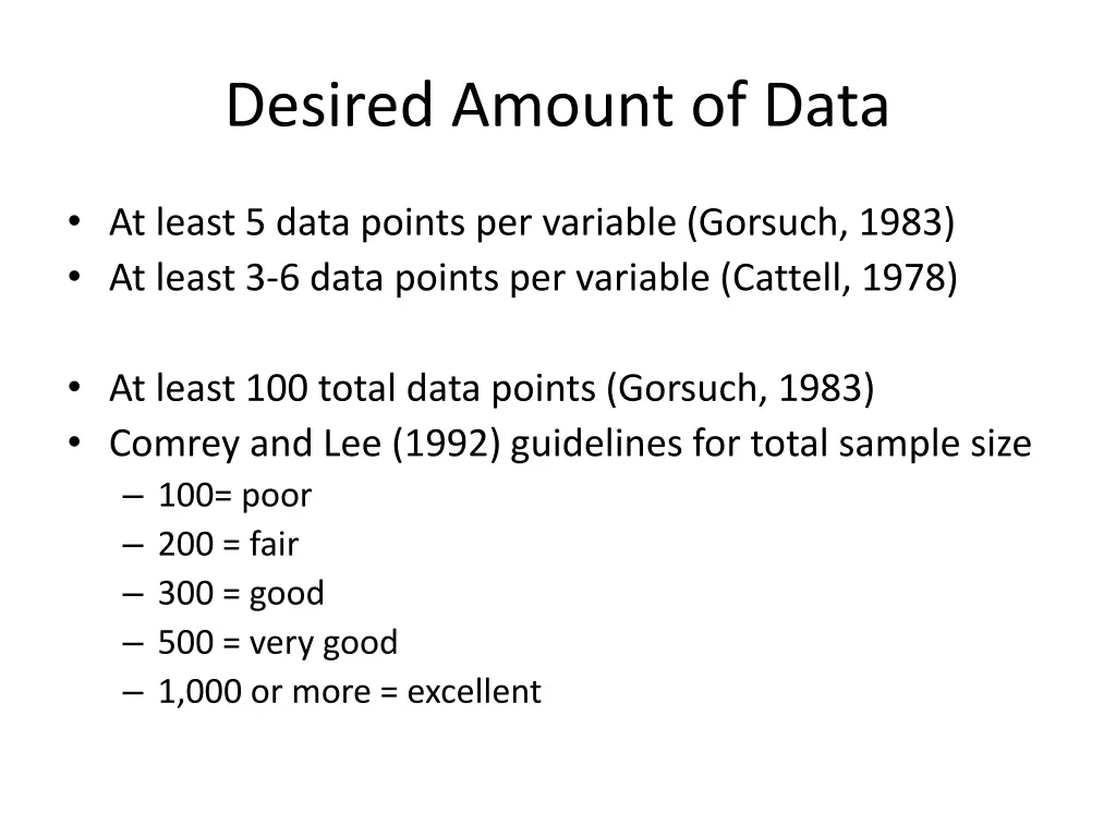 desired amount of data