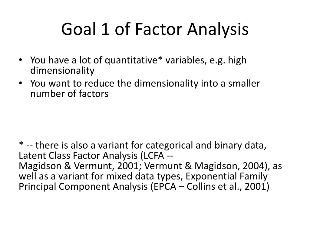 goal 1 of factor analysis 1
