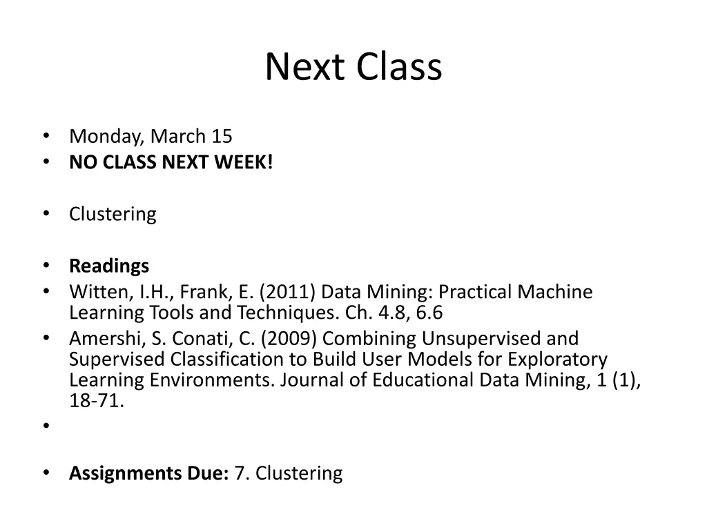 next class