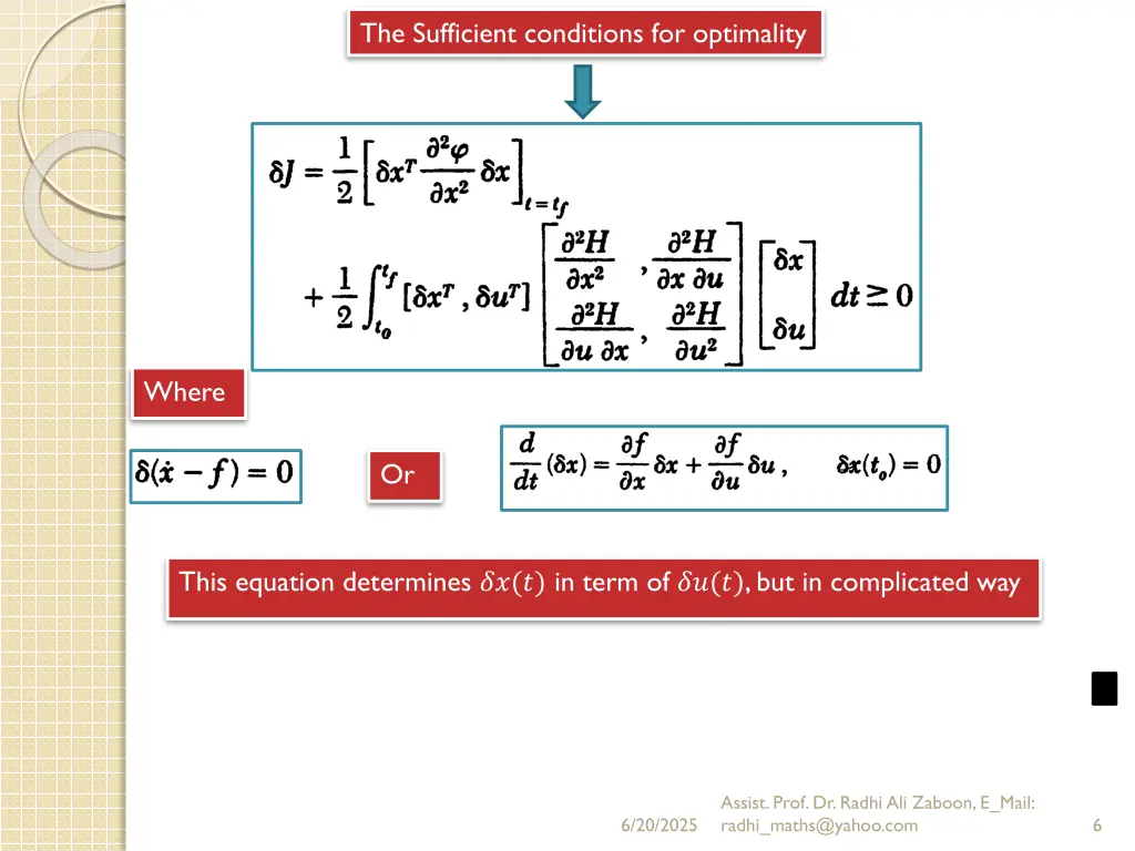 the sufficient conditions for optimality