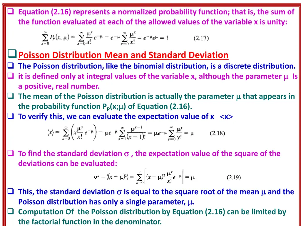 equation 2 16 represents a normalized probability