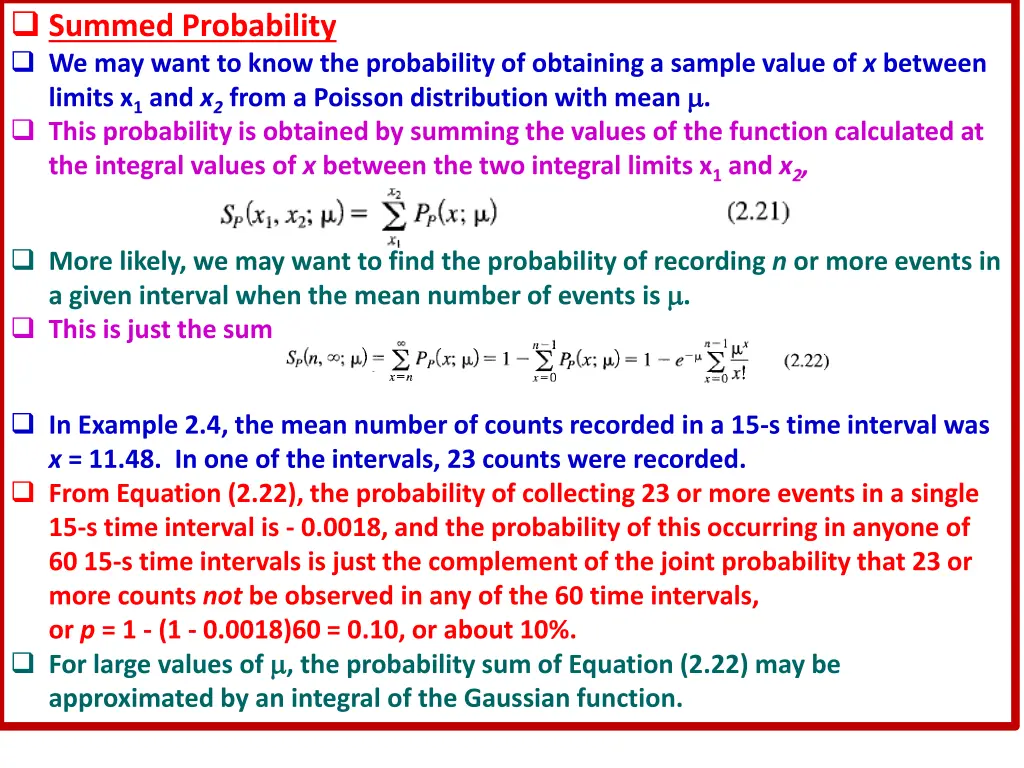summed probability we may want to know