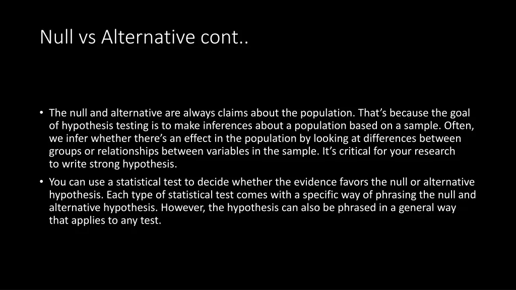 null vs alternative cont