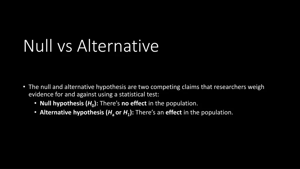 null vs alternative