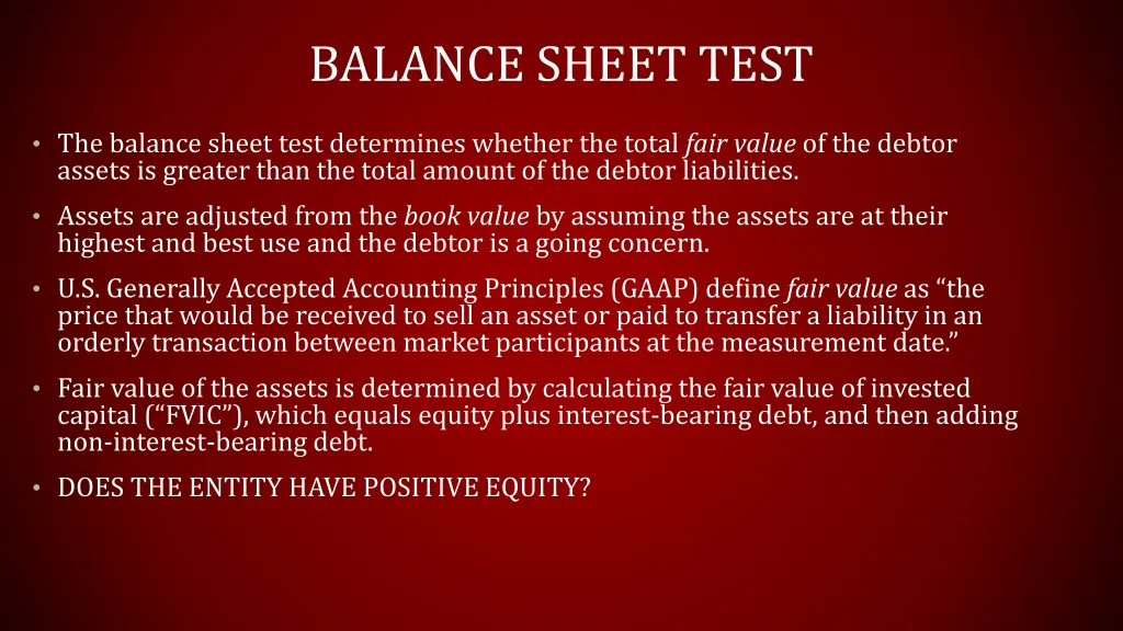 balance sheet test