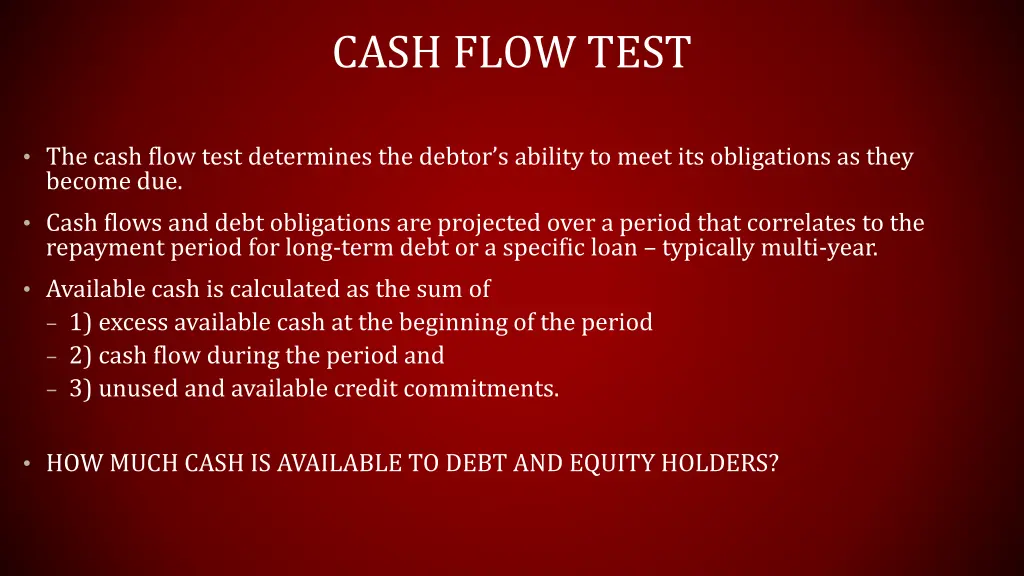 cash flow test