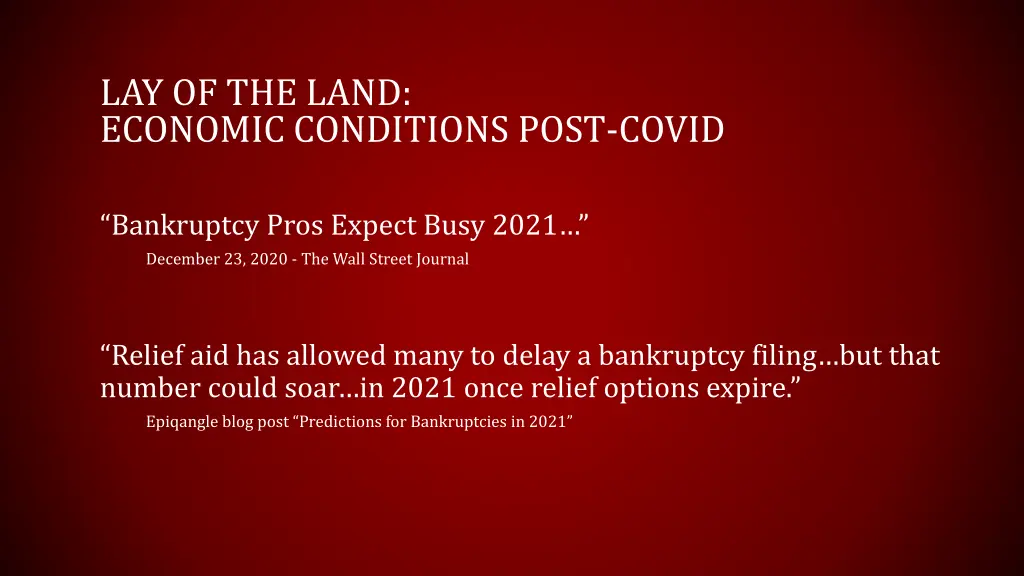 lay of the land economic conditions post covid