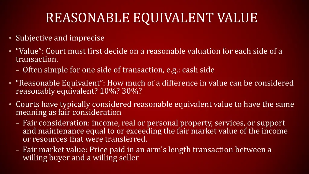 reasonable equivalent value