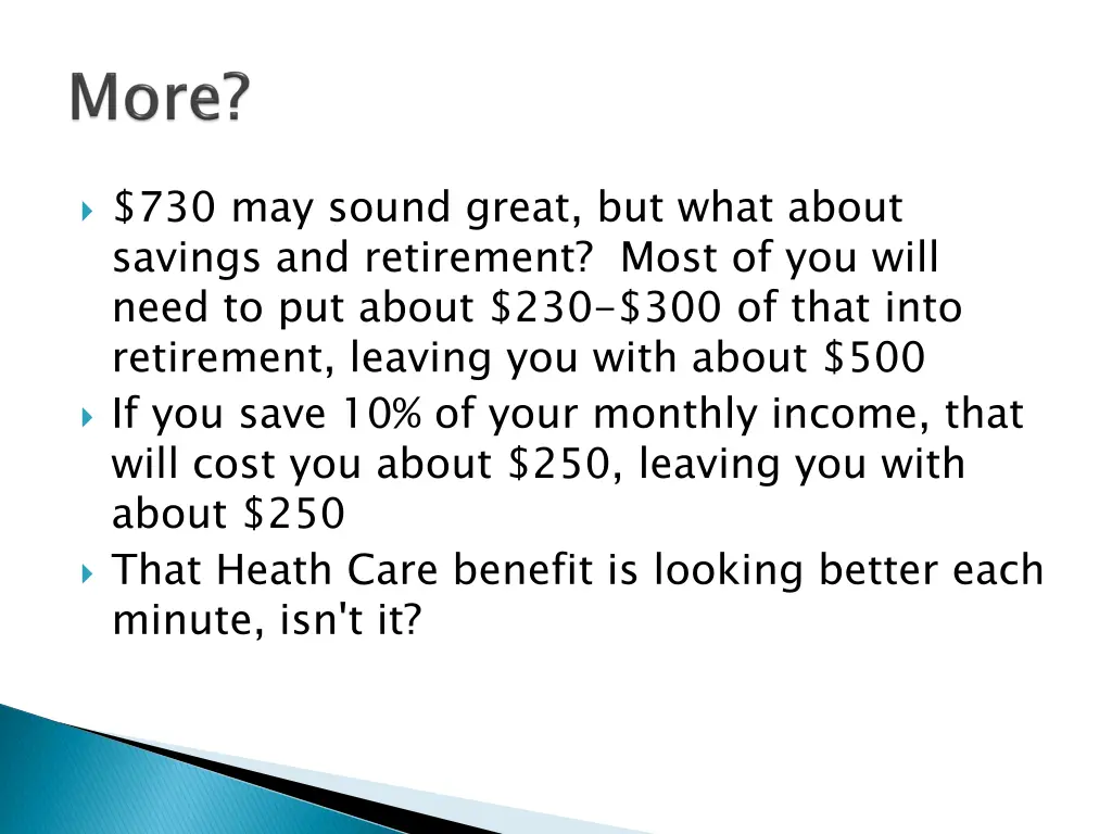 730 may sound great but what about savings