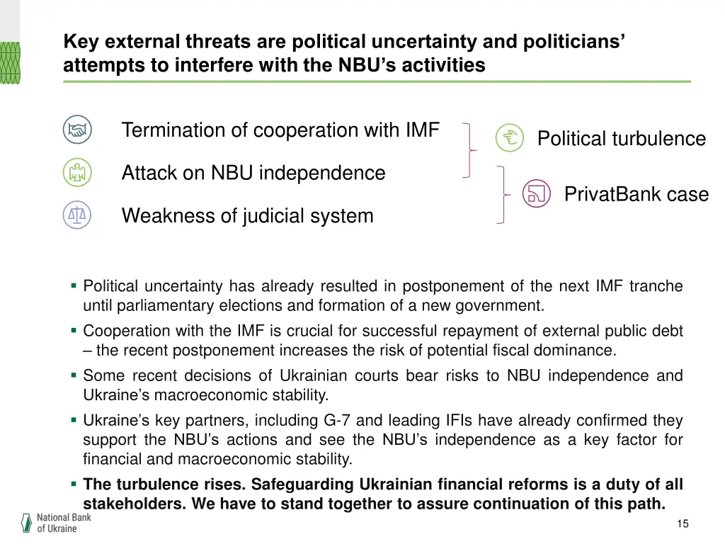 key external threats are political uncertainty