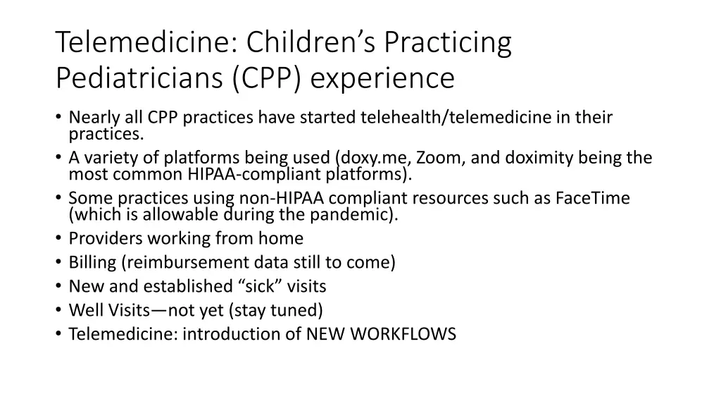 telemedicine children s practicing pediatricians