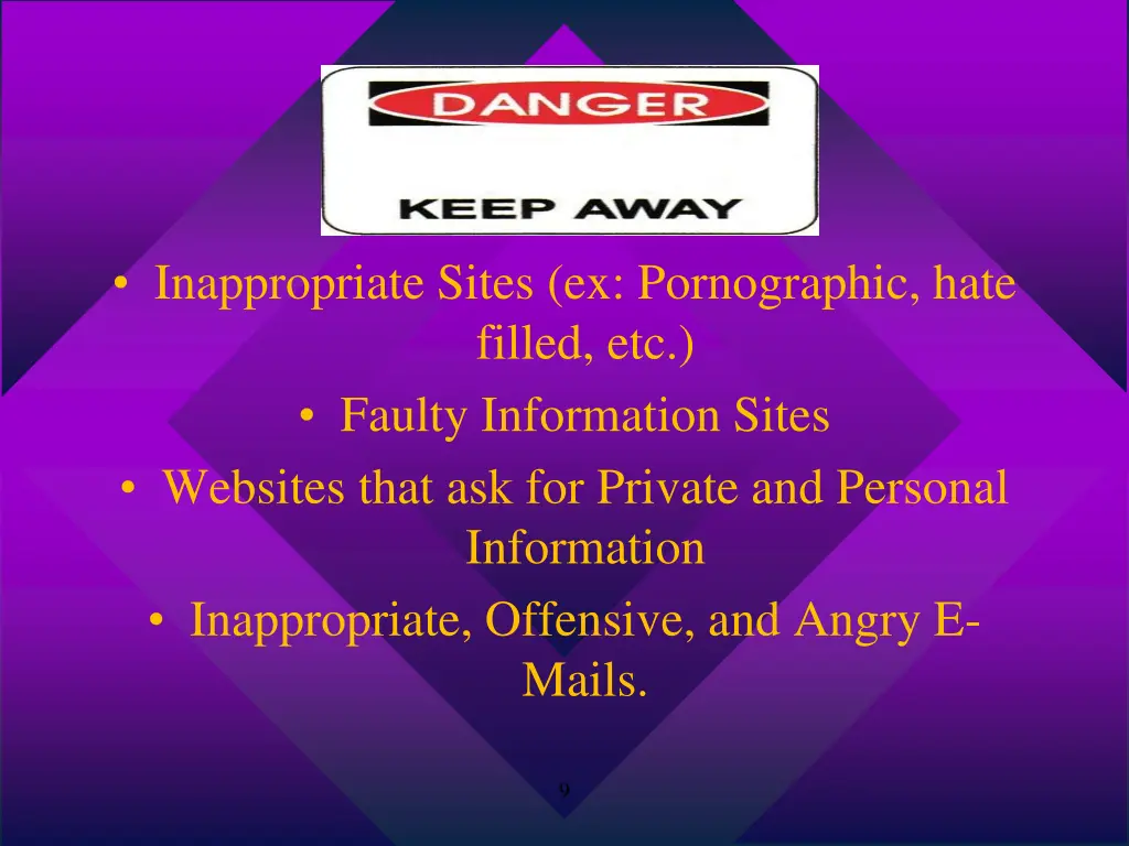 inappropriate sites ex pornographic hate filled