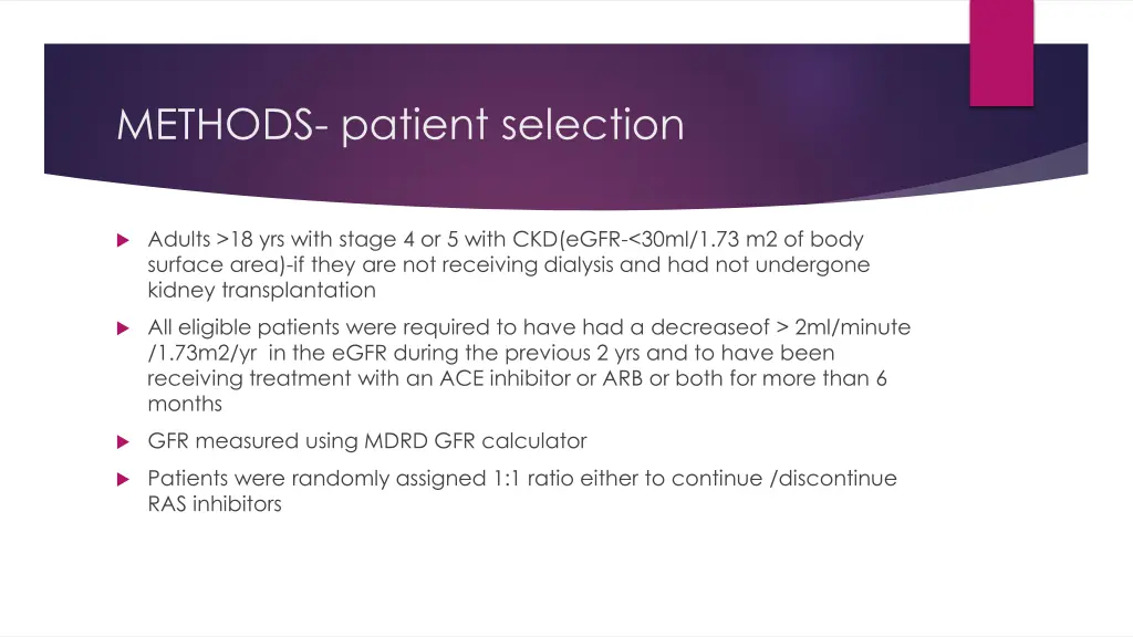 methods patient selection