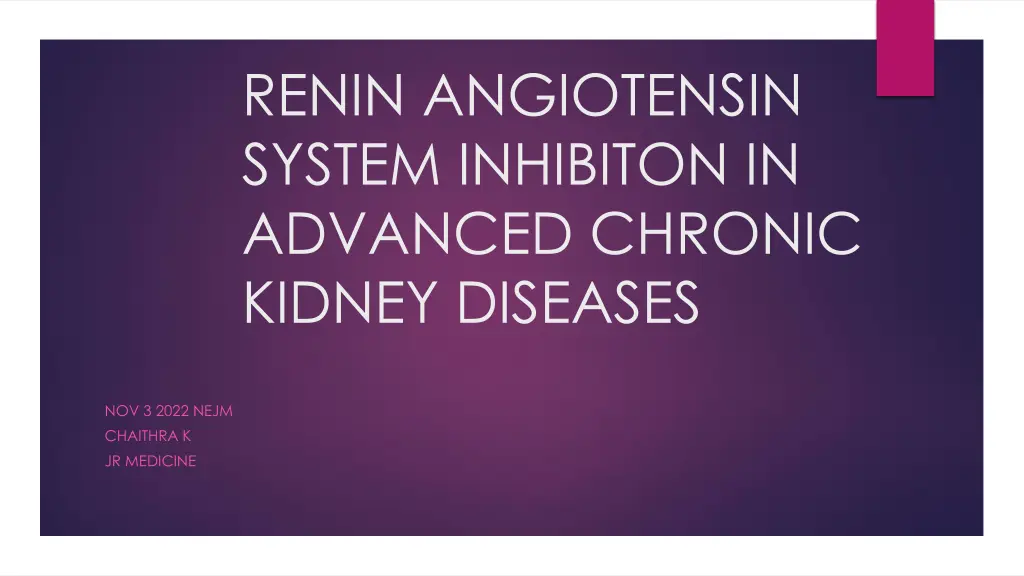 renin angiotensin system inhibiton in advanced