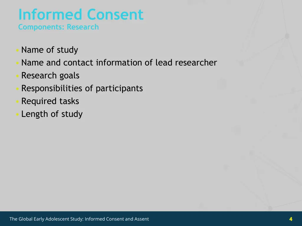 informed consent components research