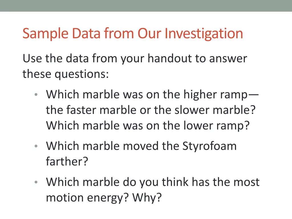 sample data from our investigation