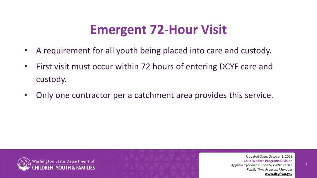emergent 72 hour visit