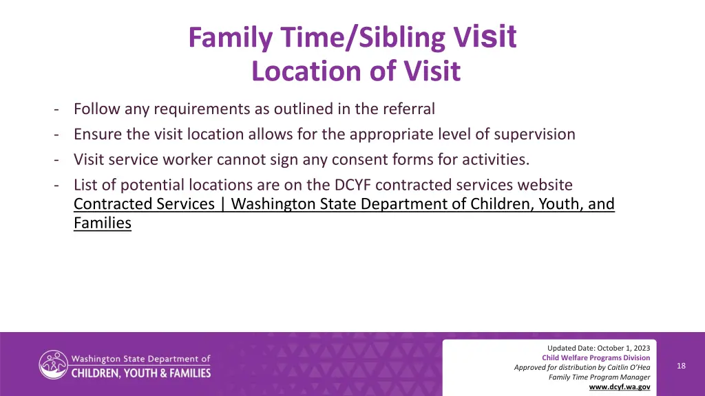 family time sibling v isit location of visit