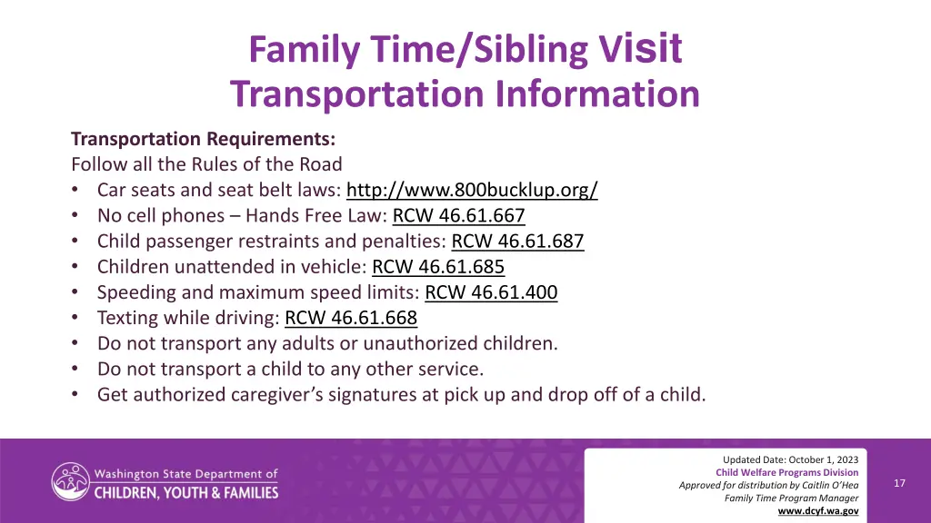 family time sibling v isit transportation