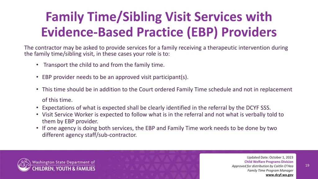 family time sibling visit services with evidence