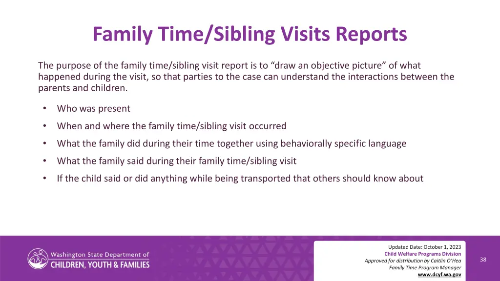 family time sibling visits reports 1