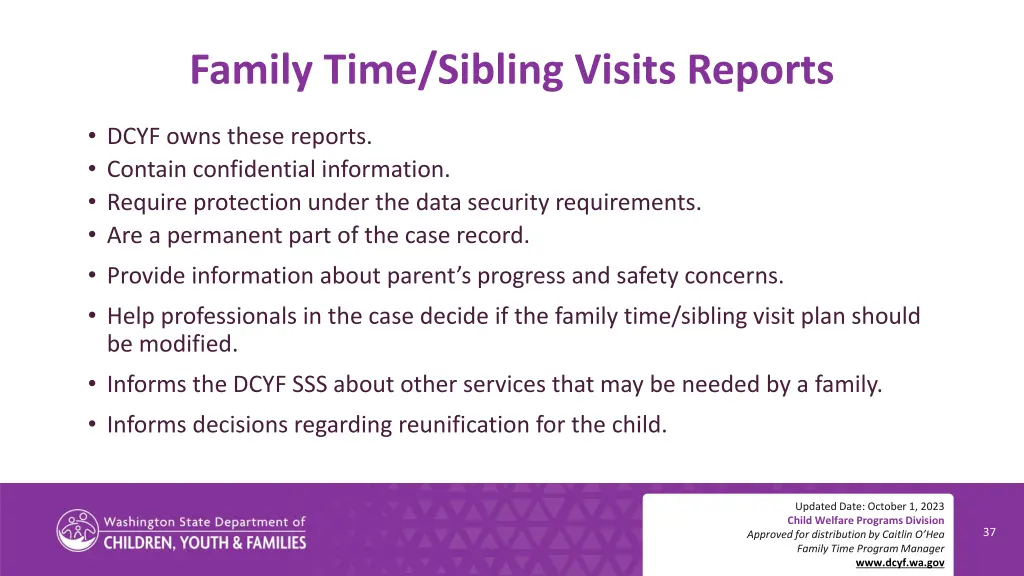 family time sibling visits reports