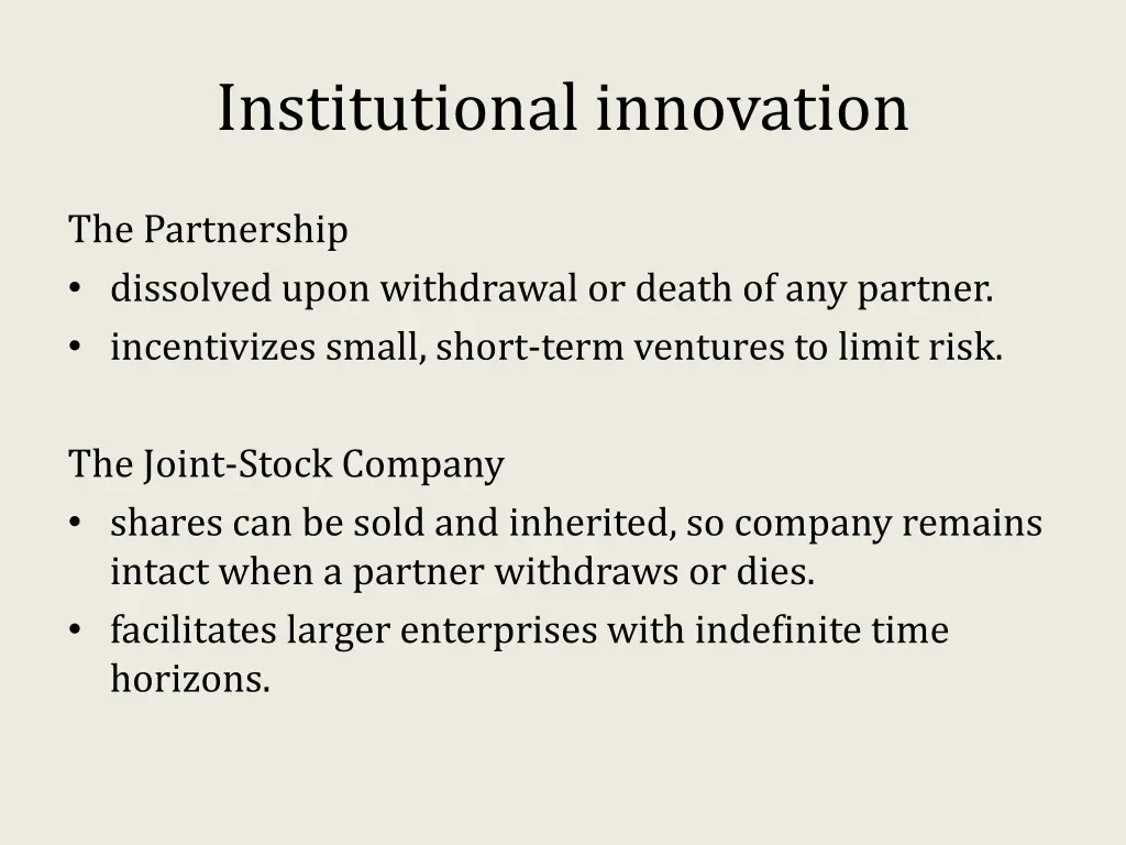 institutional innovation