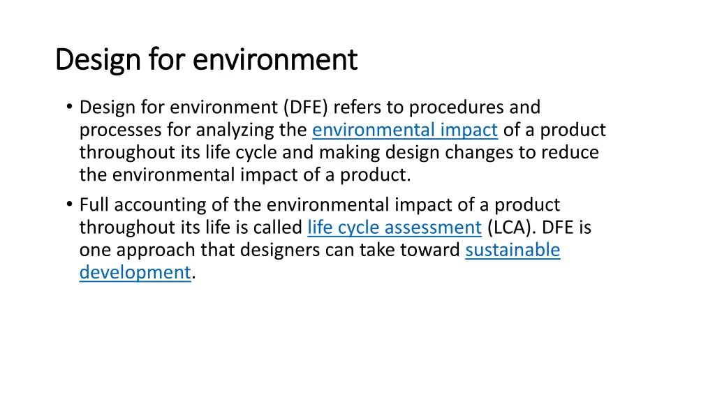 design for design for environment environment