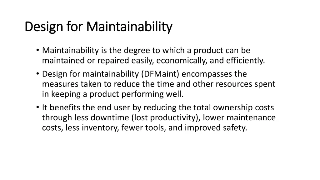 design for design for maintainability