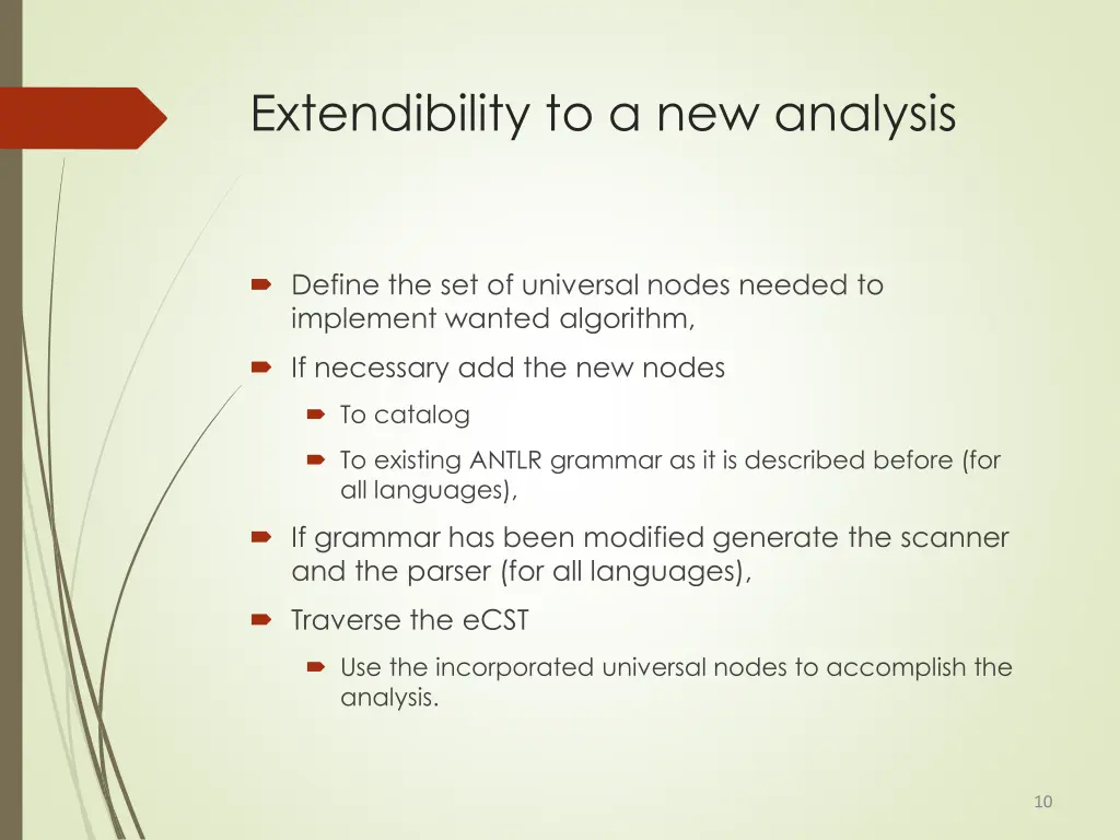 extendibility to a new analysis