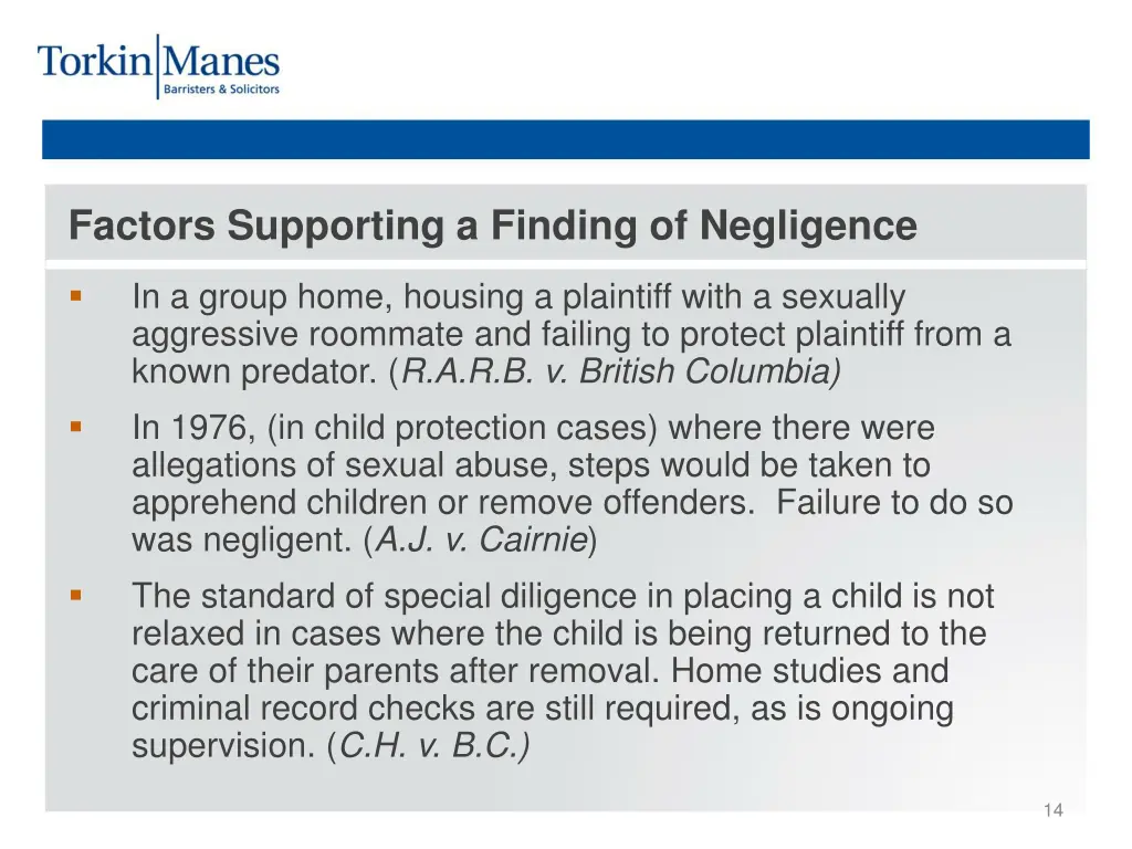 factors supporting a finding of negligence 2