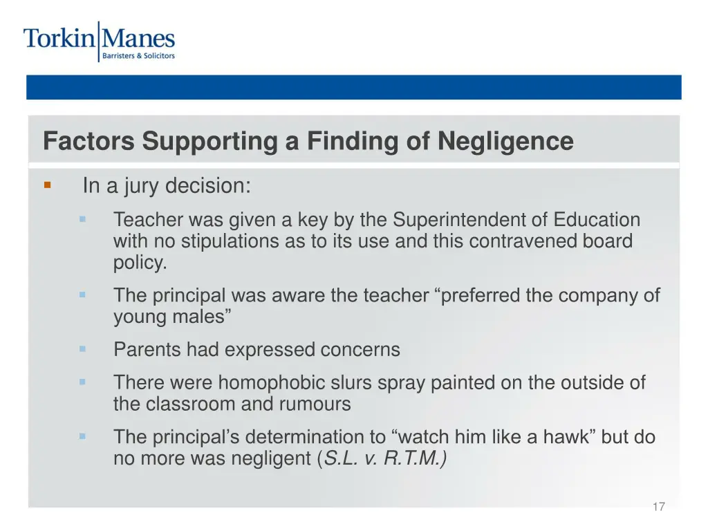 factors supporting a finding of negligence 5