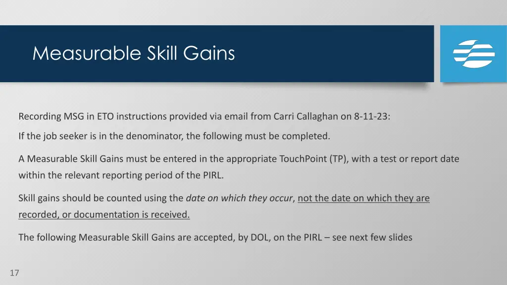 measurable skill gains